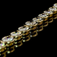 14K Yellow Gold 17.5" Riviera Necklace with Bezel Set Oval Cut Lab Diamonds E-F VS - 20.87 Carat Total Weight - Covaloro Fine Jewelry