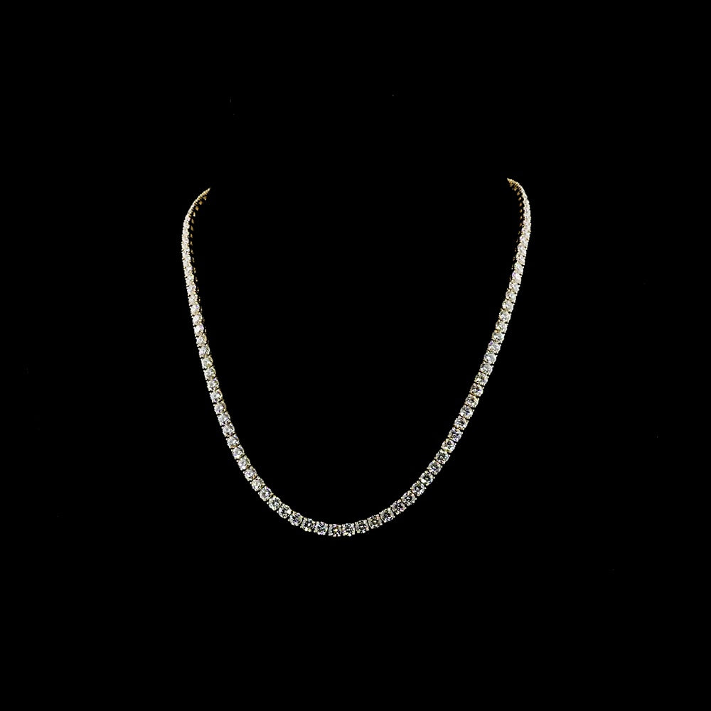 14K Yellow Gold 17.5" Tennis Necklace with 108 Prong-Set Round Lab Diamonds - 20.52 Carat Total Weight, E-F Color VS Clarity - Covaloro Fine Jewelry