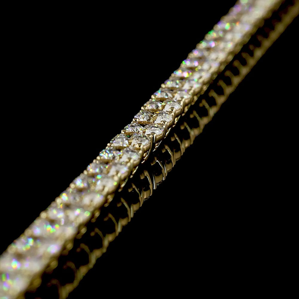 14K Yellow Gold 17.5" Tennis Necklace with 108 Prong-Set Round Lab Diamonds - 20.52 Carat Total Weight, E-F Color VS Clarity - Covaloro Fine Jewelry
