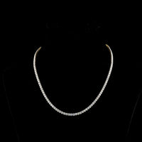 14K Yellow Gold 17.5" Tennis Necklace with 133 Round Brilliant Cut Lab Diamonds - 13.90 Carat Total Weight E-F VS - Covaloro Fine Jewelry