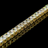 14K Yellow Gold 17.5" Tennis Necklace with 133 Round Brilliant Cut Lab Diamonds - 13.90 Carat Total Weight E-F VS - Covaloro Fine Jewelry