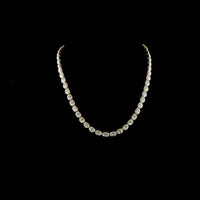 14K Yellow Gold 17.5" Tennis Necklace with 54 East-West Bezel-Prong Set Oval Cut Lab Diamonds - 29.01 Carat Total Weight - Covaloro Fine Jewelry