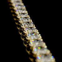 14K Yellow Gold 17.5" Tennis Necklace with 54 East-West Bezel-Prong Set Oval Cut Lab Diamonds - 29.01 Carat Total Weight - Covaloro Fine Jewelry