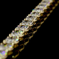14K Yellow Gold 17.5" Tennis Necklace with 54 East-West Bezel-Prong Set Oval Cut Lab Diamonds - 29.01 Carat Total Weight - Covaloro Fine Jewelry