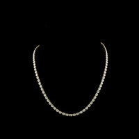 14K Yellow Gold 17.5" Tennis Necklace with East-West Bezel-Prong Set Oval Lab Diamonds - 10.76 Carat Total Weight - Covaloro Fine Jewelry
