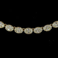 14K Yellow Gold 17.5" Tennis Necklace with East-West Bezel-Prong Set Oval Lab Diamonds - 10.76 Carat Total Weight - Covaloro Fine Jewelry