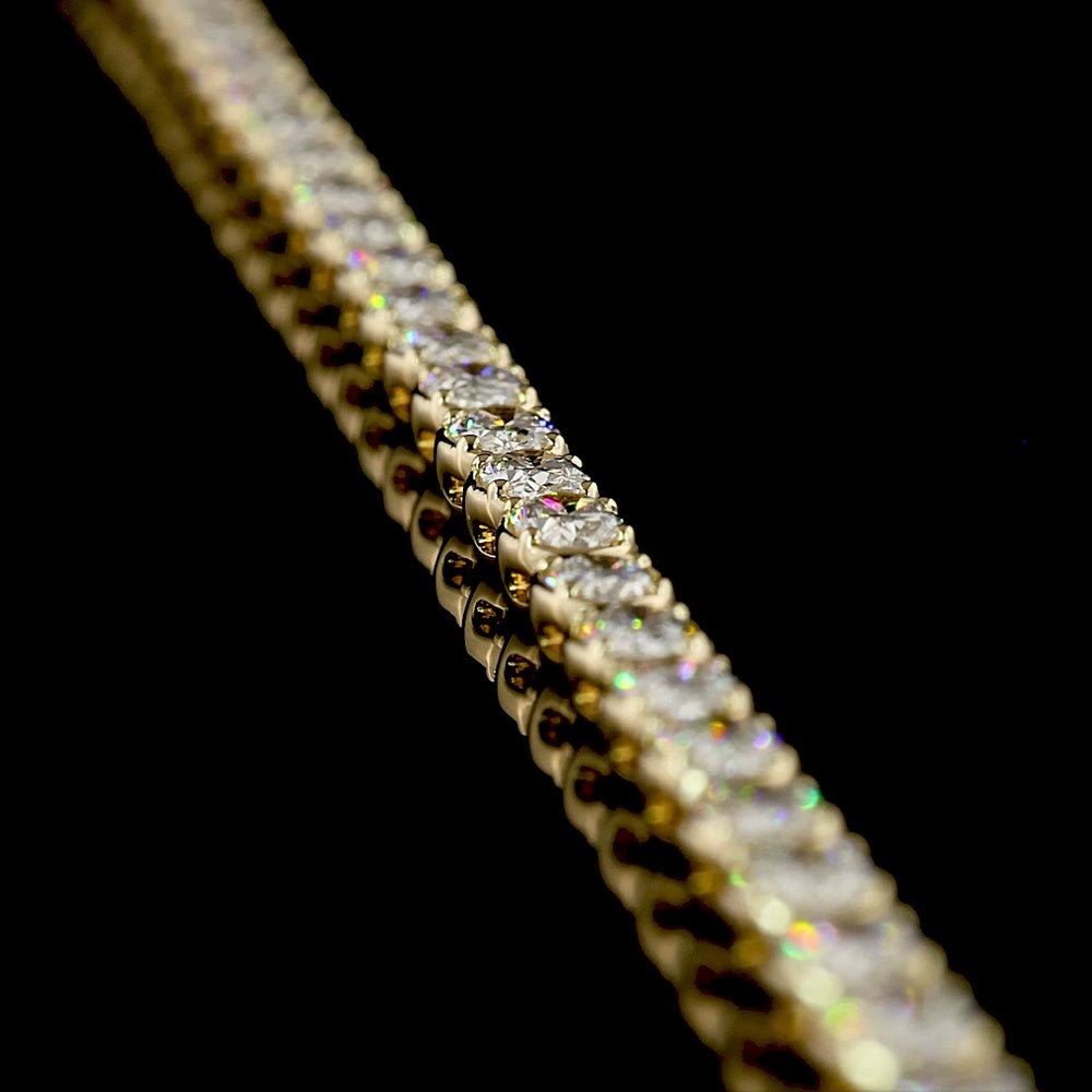 14K Yellow Gold 17.5" Tennis Necklace with East-West Bezel-Prong Set Oval Lab Diamonds - 10.76 Carat Total Weight - Covaloro Fine Jewelry