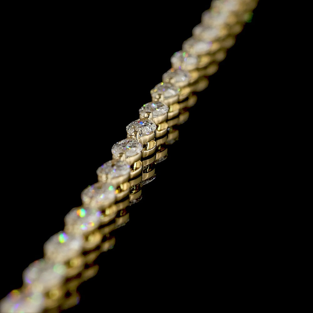 14K Yellow Gold 17.5" Tennis Necklace with East-West Set Marquise Cut Lab Diamonds - 8.51 Carat Total Weight, E-F Color VS1 Clarity - Covaloro Fine Jewelry