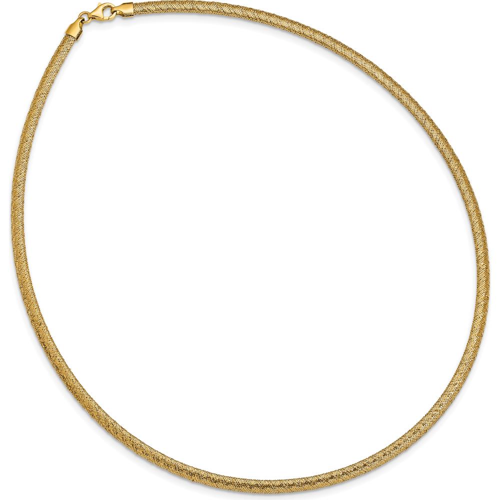14K Yellow Gold 17.5" Woven Stretch Mesh Necklace with Polished Finish by 0