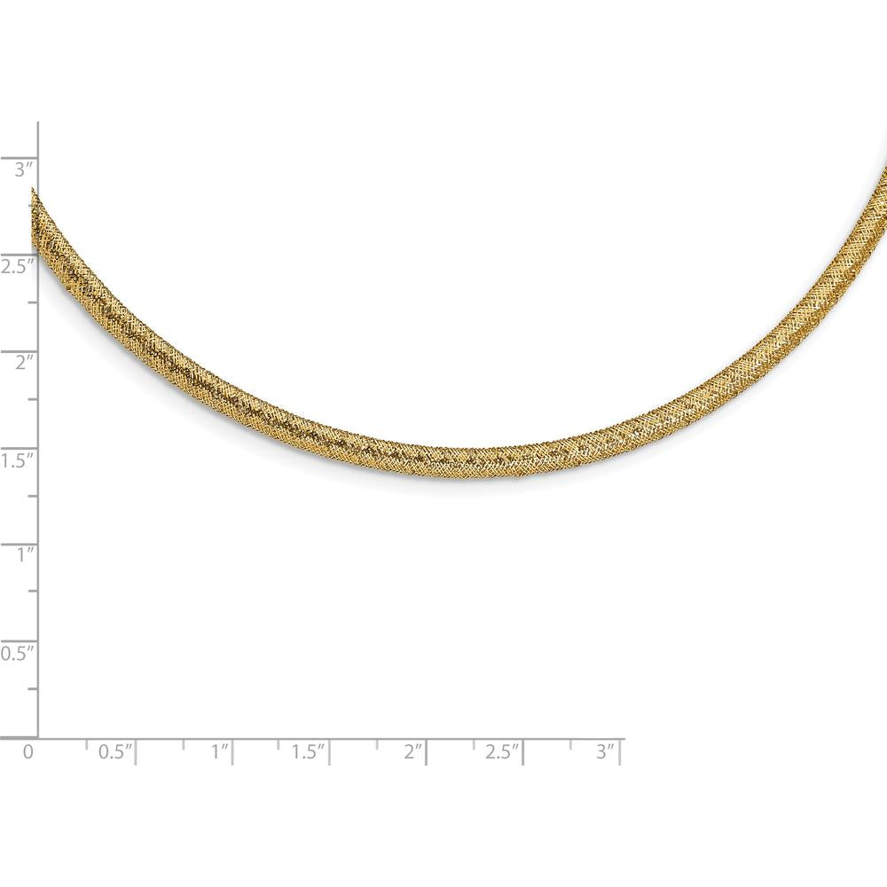 14K Yellow Gold 17.5" Woven Stretch Mesh Necklace with Polished Finish by 0