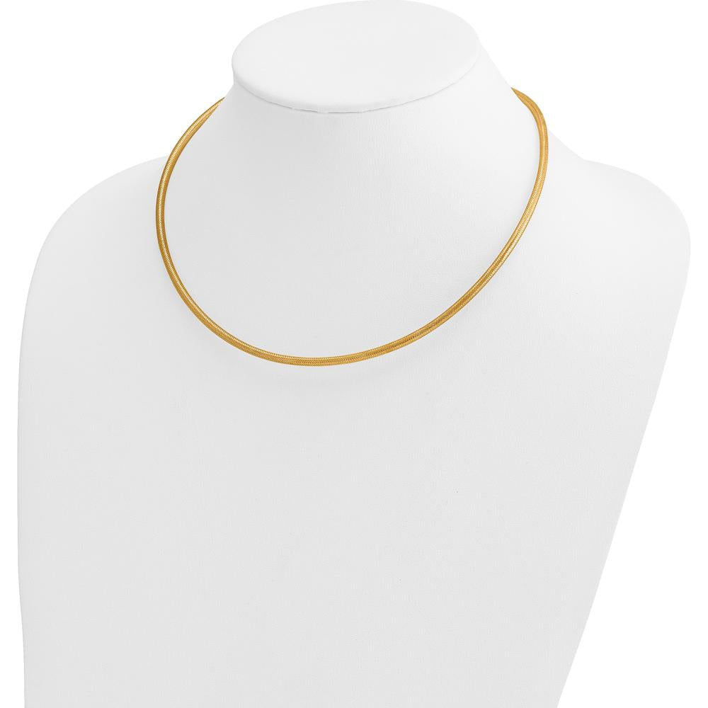 14K Yellow Gold 17.5" Woven Stretch Mesh Necklace with Polished Finish by 0