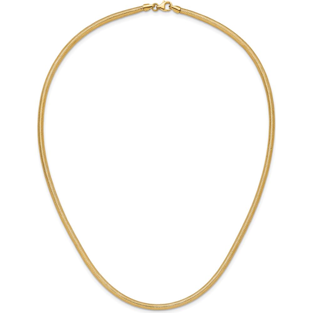 14K Yellow Gold 17.5" Woven Stretch Mesh Necklace with Polished Finish by 0