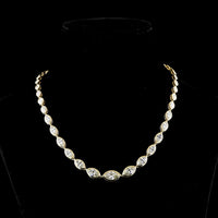 14K Yellow Gold 17.58 Carat Riviera Necklace with Graduated East-West Bezel Set Marquise Cut Lab Diamonds - E-F VS1 Clarity - Covaloro Fine Jewelry