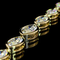 14K Yellow Gold 17.58 Carat Riviera Necklace with Graduated East-West Bezel Set Marquise Cut Lab Diamonds - E-F VS1 Clarity - Covaloro Fine Jewelry