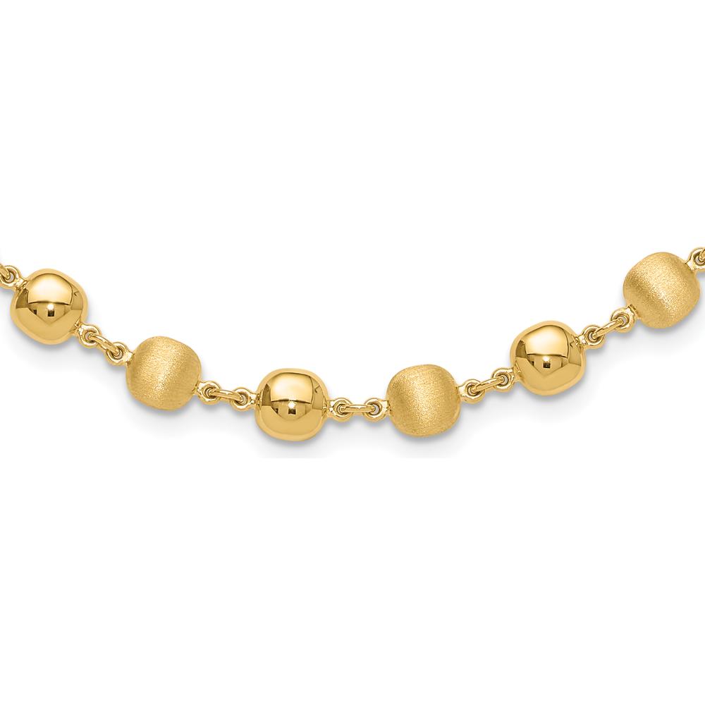 14K Yellow Gold 17.75" Necklace with Polished and Satin 5.5mm Puffed Circle Beads by 0