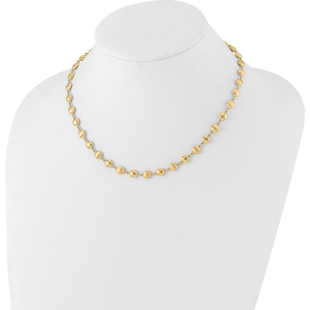 14K Yellow Gold 17.75" Necklace with Polished and Satin 5.5mm Puffed Circle Beads by 0