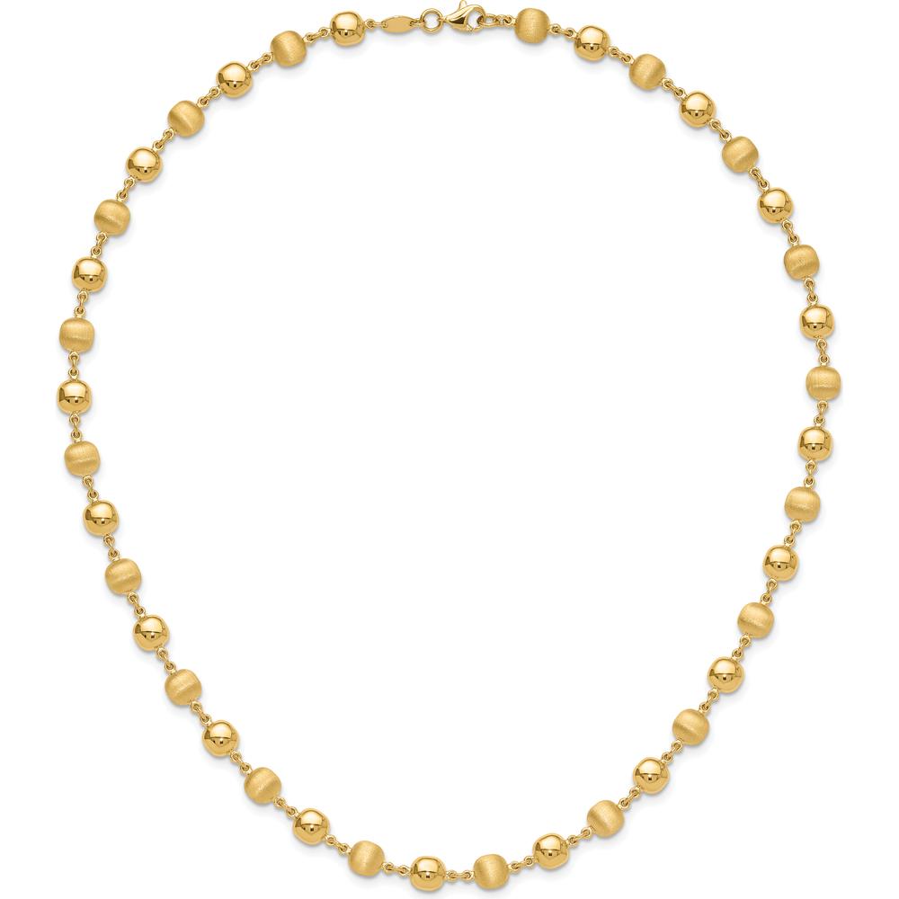 14K Yellow Gold 17.75" Necklace with Polished and Satin 5.5mm Puffed Circle Beads by 0