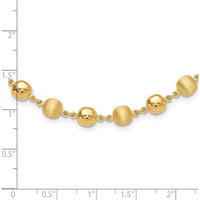 14K Yellow Gold 17.75" Necklace with Polished and Satin 5.5mm Puffed Circle Beads by 0