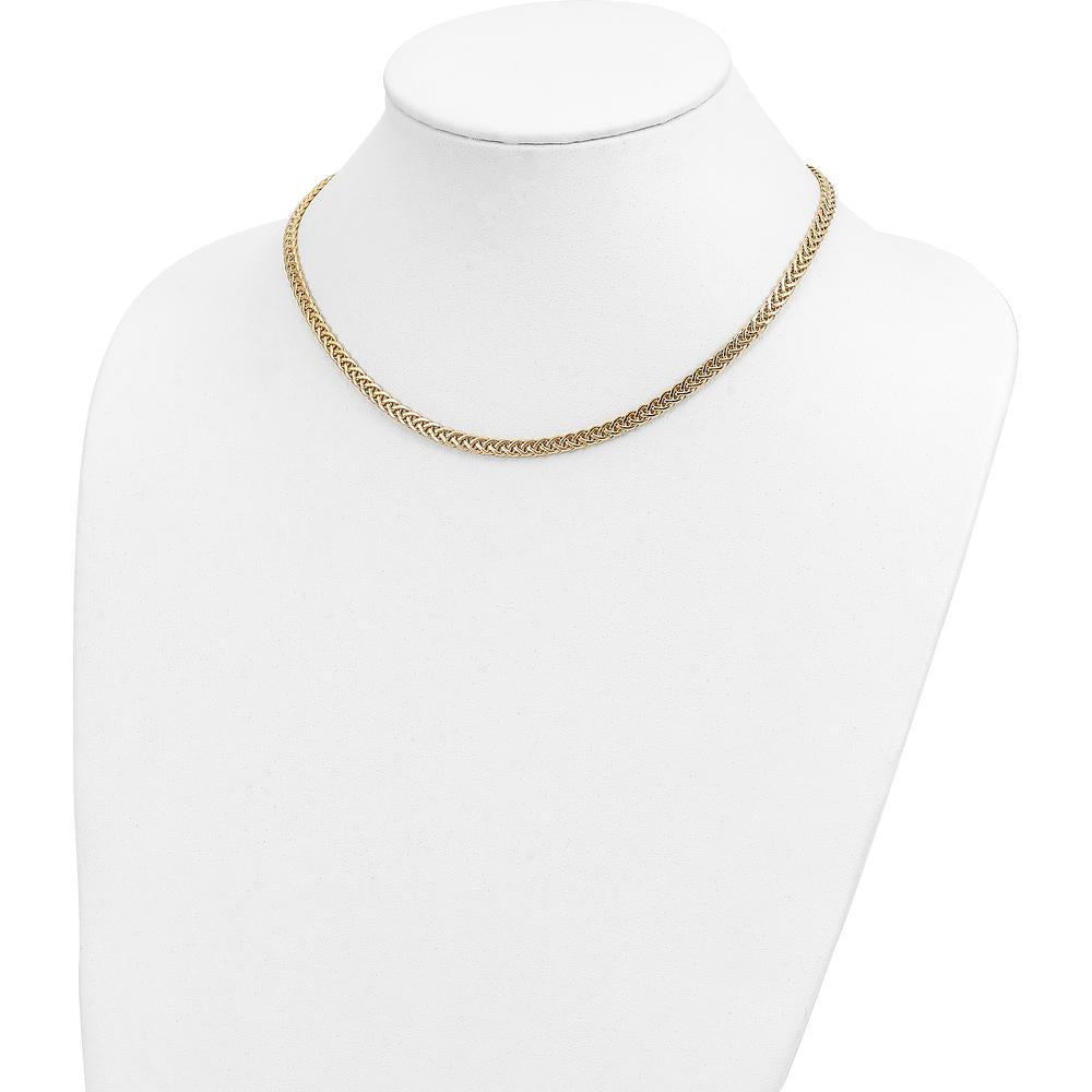 14K Yellow Gold 17" Fancy Braided Link Necklace - 4.3mm Width by 0