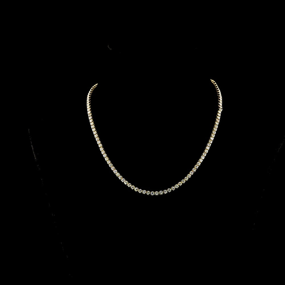 14K Yellow Gold 17-Inch Tennis Necklace with 124 U-Prong Set Round Lab Diamonds - 6.83 Carat Total Weight, E-F Color VS1 Clarity - Covaloro Fine Jewelry