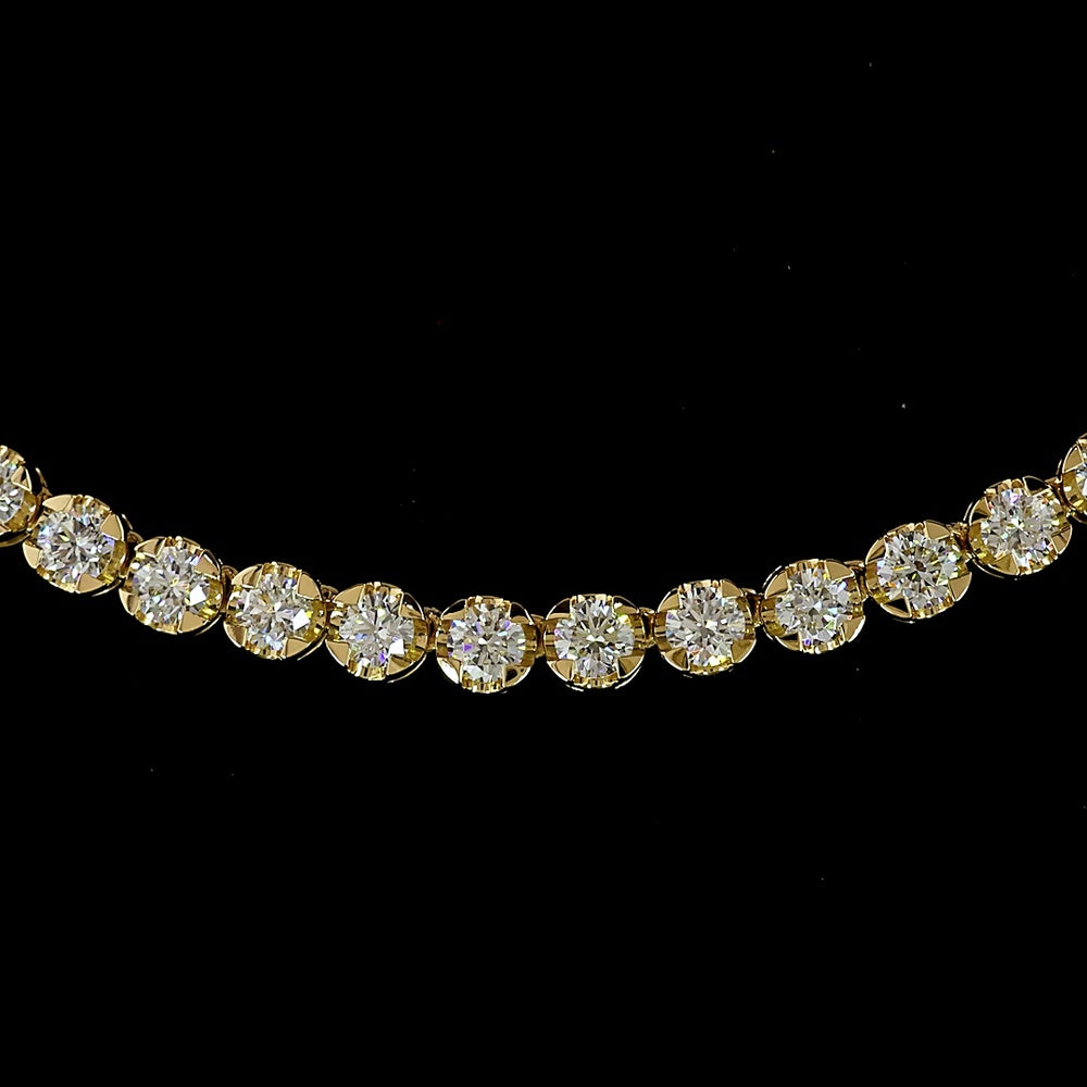 14K Yellow Gold 17-Inch Tennis Necklace with 124 U-Prong Set Round Lab Diamonds - 6.83 Carat Total Weight, E-F Color VS1 Clarity - Covaloro Fine Jewelry