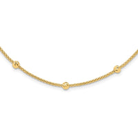 14K Yellow Gold 17" Mesh Chain Necklace with Diamond-Cut Beaded Stations by 0