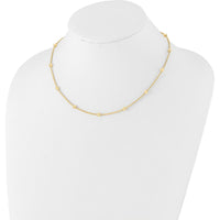 14K Yellow Gold 17" Mesh Chain Necklace with Diamond-Cut Beaded Stations by 0