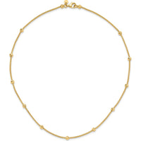 14K Yellow Gold 17" Mesh Chain Necklace with Diamond-Cut Beaded Stations by 0