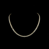 14K Yellow Gold 17" Mixed Shape Tennis Necklace with Heart and Oval Lab Diamonds in Bezel Settings - 8.00 Carats Total Diamond Weight - Covaloro Fine Jewelry