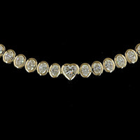 14K Yellow Gold 17" Mixed Shape Tennis Necklace with Heart and Oval Lab Diamonds in Bezel Settings - 8.00 Carats Total Diamond Weight - Covaloro Fine Jewelry