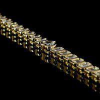 14K Yellow Gold 17" Mixed Shape Tennis Necklace with Heart and Oval Lab Diamonds in Bezel Settings - 8.00 Carats Total Diamond Weight - Covaloro Fine Jewelry