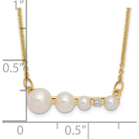 14K Yellow Gold 17" Necklace with Graduated Freshwater Cultured Pearls and 0.01 Carat Diamond by Monteluci Fine Jewelry