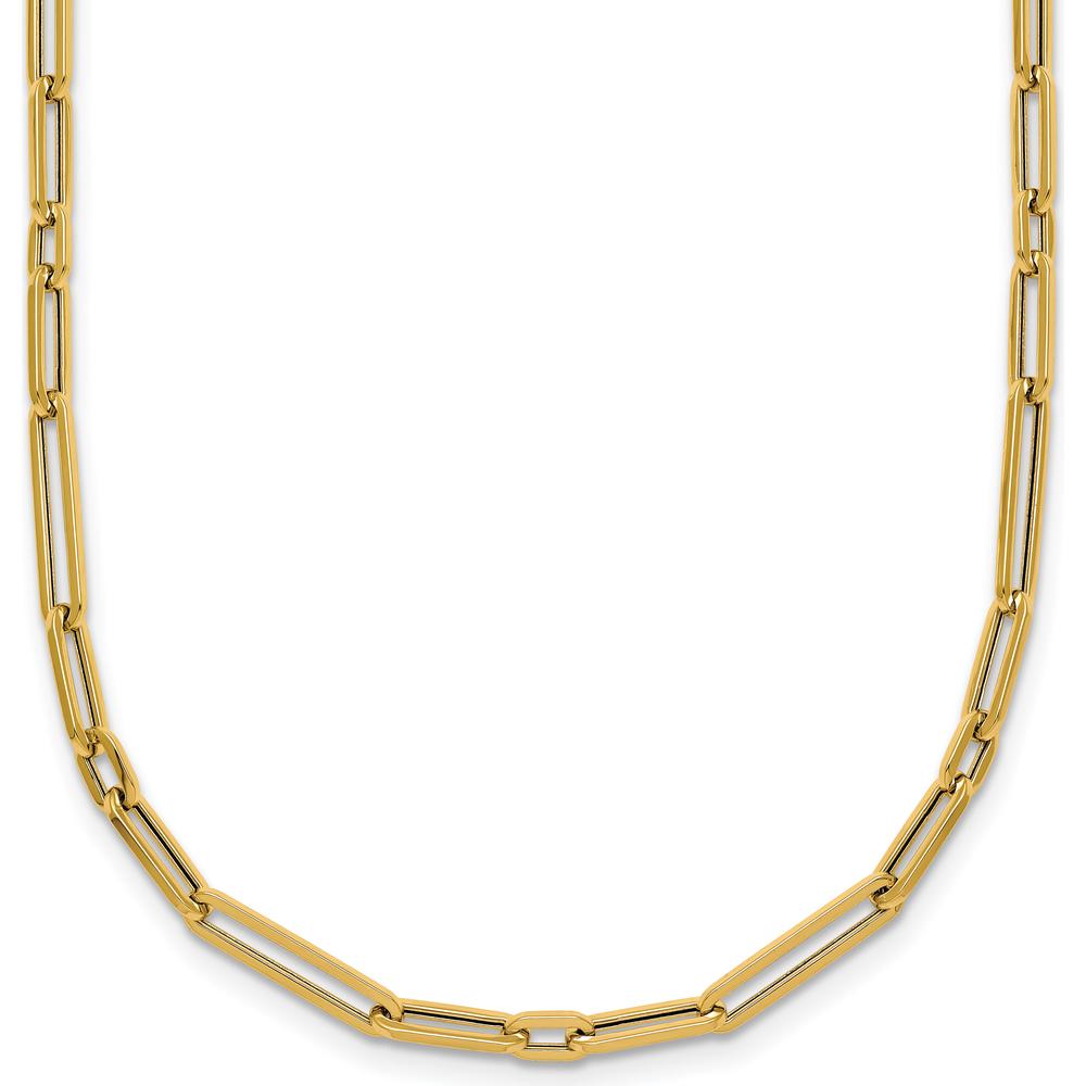 14K Yellow Gold 17" Paperclip Link Necklace with Polished Fancy Lobster Clasp - 2.9mm Width by 0