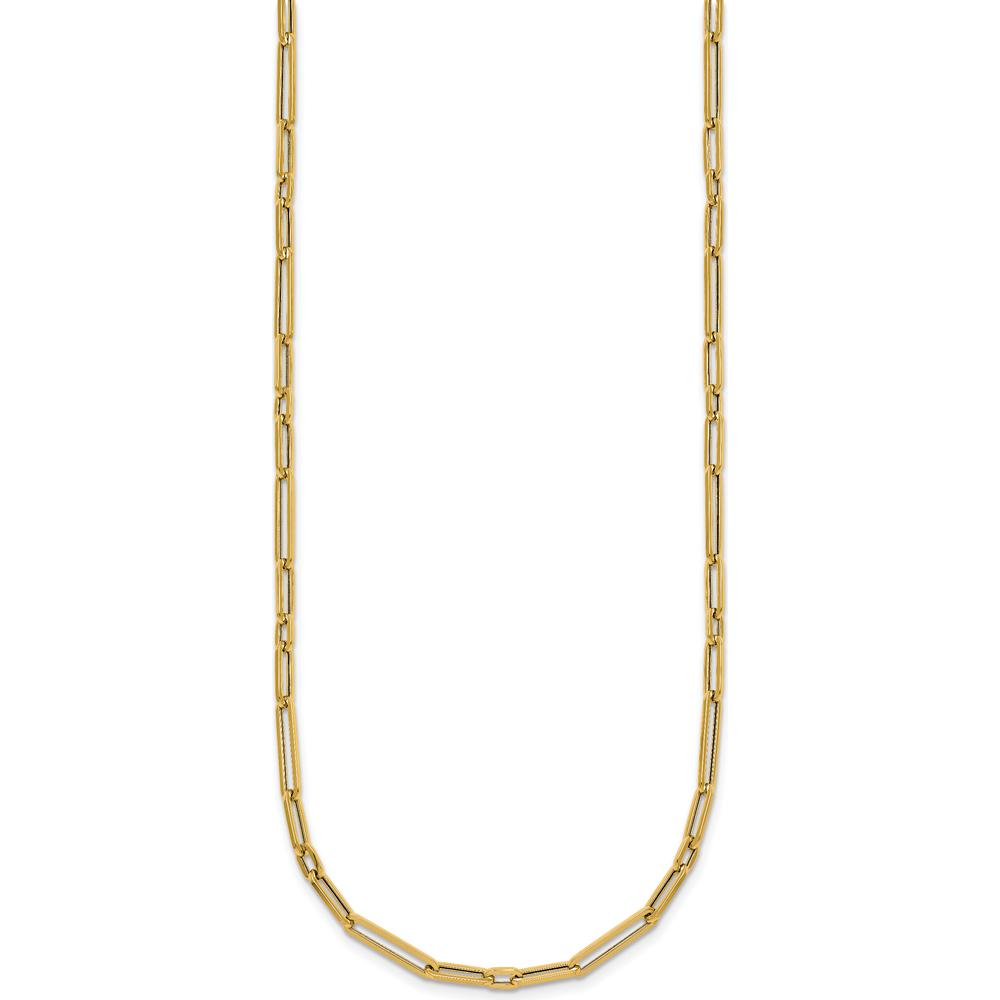 14K Yellow Gold 17" Paperclip Link Necklace with Polished Fancy Lobster Clasp - 2.9mm Width by 0