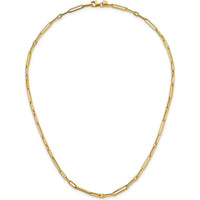14K Yellow Gold 17" Paperclip Link Necklace with Polished Fancy Lobster Clasp - 2.9mm Width by 0