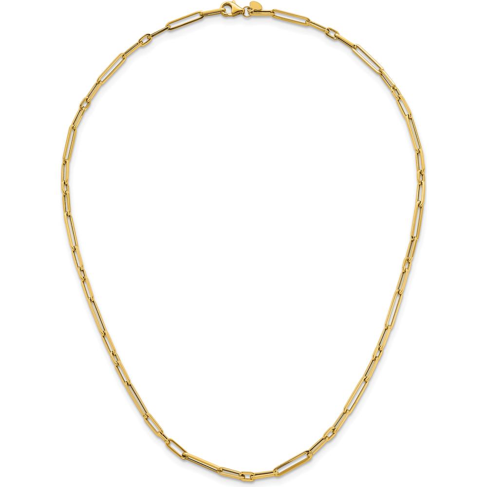 14K Yellow Gold 17" Paperclip Link Necklace with Polished Fancy Lobster Clasp - 2.9mm Width by 0