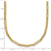 14K Yellow Gold 17" Paperclip Link Necklace with Polished Fancy Lobster Clasp - 2.9mm Width by 0