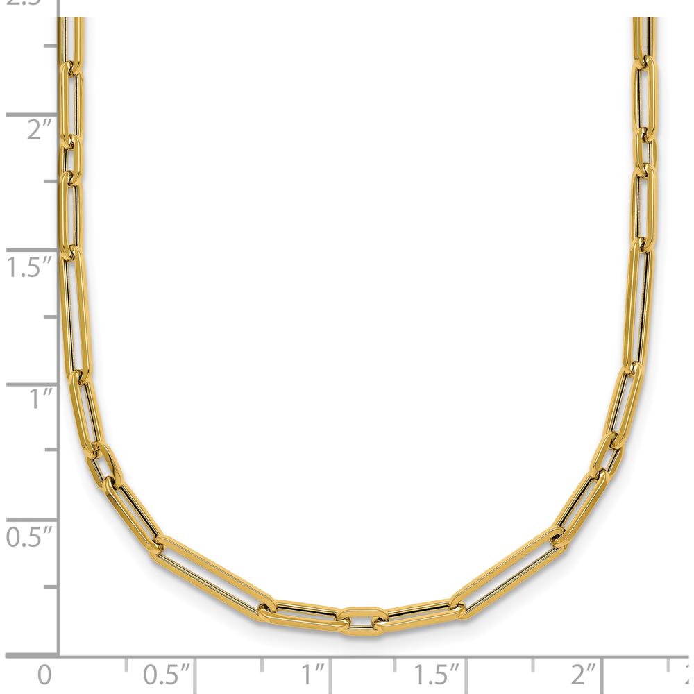 14K Yellow Gold 17" Paperclip Link Necklace with Polished Fancy Lobster Clasp - 2.9mm Width by 0