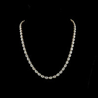 14K Yellow Gold 17" Pear-Shaped East-West Tennis Necklace with 57 Prong Set Lab Diamonds - 23.13 Carat Total Diamond Weight - Covaloro Fine Jewelry