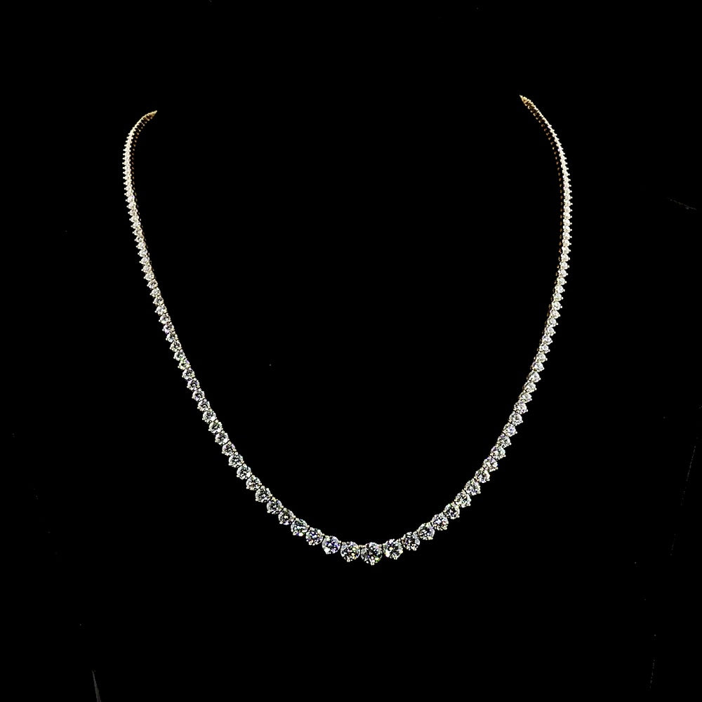 14K Yellow Gold 17" Riviera Necklace with Graduating Round Lab Diamonds - 11.77 Carats Total Diamond Weight - Covaloro Fine Jewelry