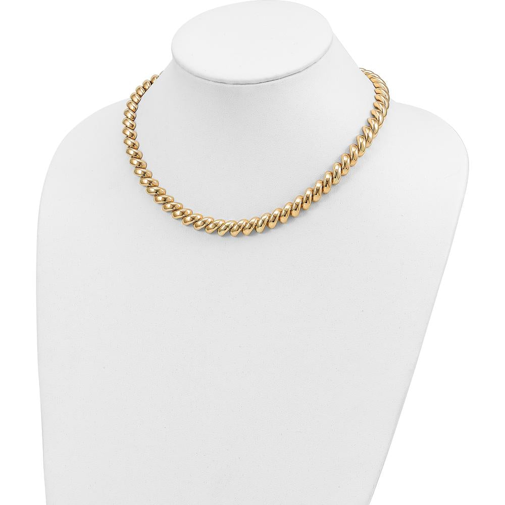14K Yellow Gold 17" San Marco Necklace with Polished 10mm Links by 0