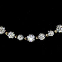 14K Yellow Gold 17" Station Line Tennis Necklace with 94 Round Lab Grown Diamonds - 13.83 Carat Total Weight, featuring E-F VS1 Brilliant Cut Stones in Prong and Bezel Black Rhodium Settings - Covaloro Fine Jewelry