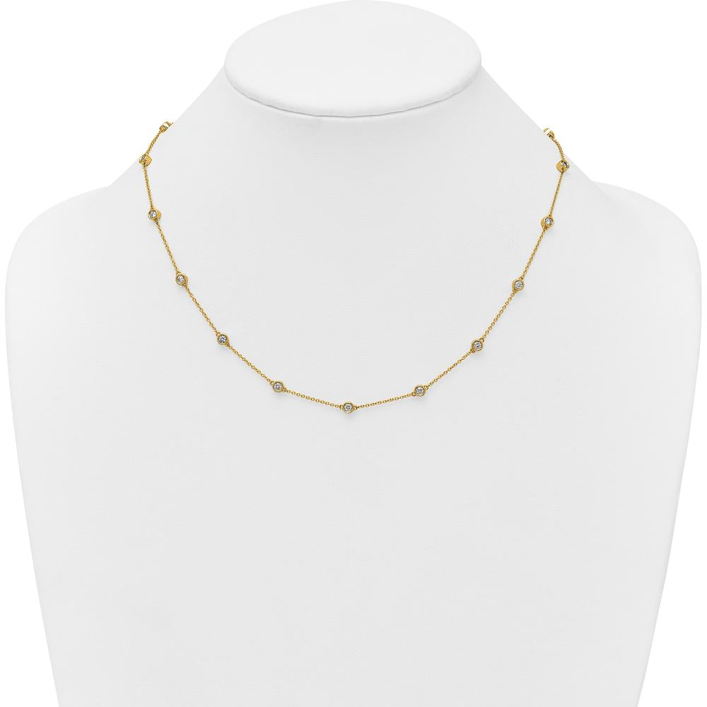 14K Yellow Gold 17-Station Necklace with Bezel-Set Diamonds - 1.00 Carat Total Diamond Weight by Oro Pregiato