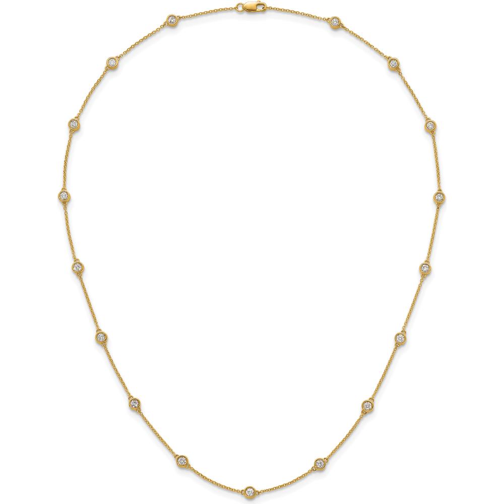 14K Yellow Gold 17-Station Necklace with Bezel-Set Diamonds - 1.00 Carat Total Diamond Weight by Oro Pregiato