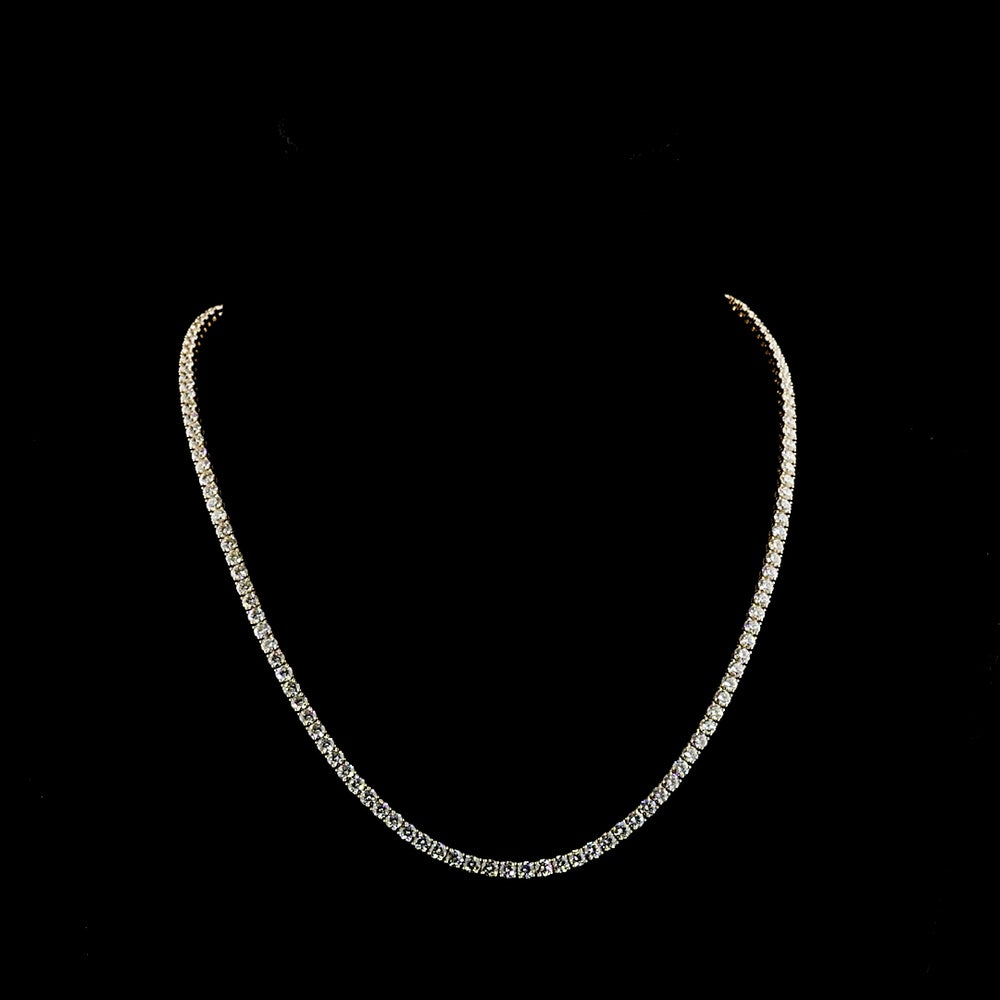14K Yellow Gold 17" Tennis Necklace with 103 Prong Set Round Lab Grown Diamonds - 10.59 Carat Total Diamond Weight - Covaloro Fine Jewelry
