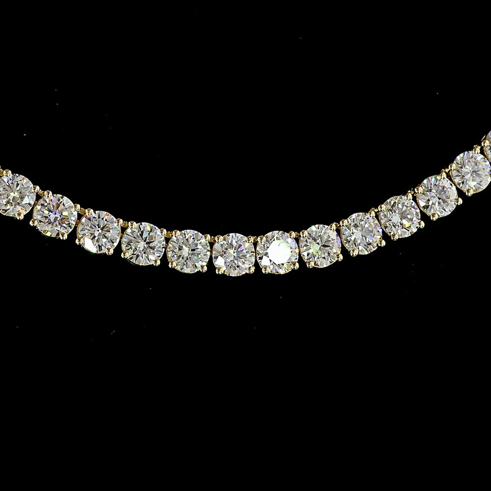 14K Yellow Gold 17" Tennis Necklace with 103 Prong Set Round Lab Grown Diamonds - 10.59 Carat Total Diamond Weight - Covaloro Fine Jewelry