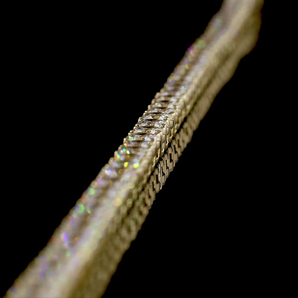 14K Yellow Gold 17" Tennis Necklace with 103 Prong Set Round Lab Grown Diamonds - 10.59 Carat Total Diamond Weight - Covaloro Fine Jewelry