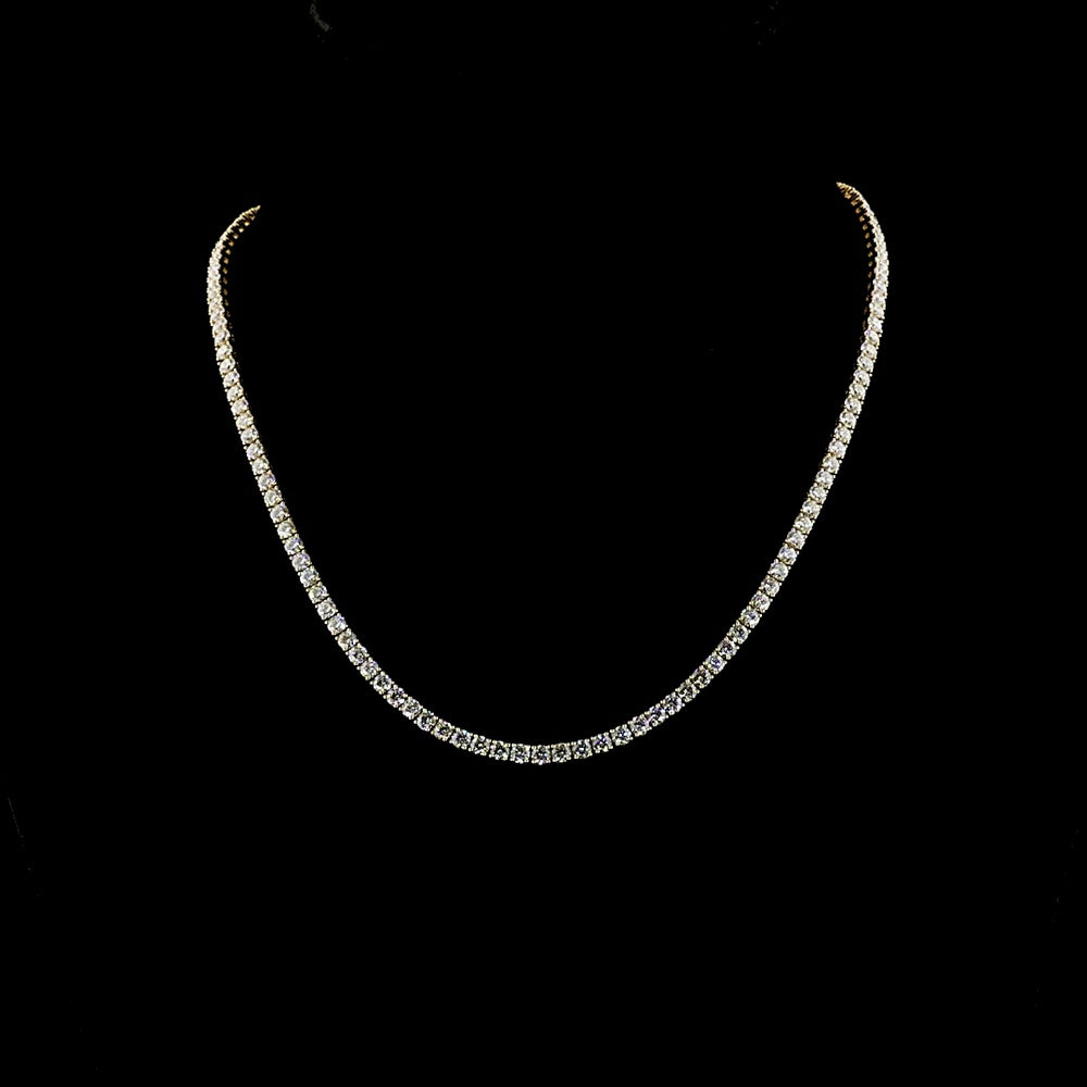 14K Yellow Gold 17" Tennis Necklace with 12.51 Carats of Round Lab Grown Diamonds in E-F VS1 Color and Clarity - Covaloro Fine Jewelry