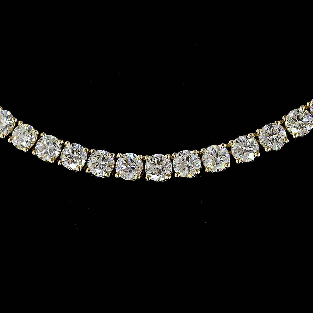 14K Yellow Gold 17" Tennis Necklace with 12.51 Carats of Round Lab Grown Diamonds in E-F VS1 Color and Clarity - Covaloro Fine Jewelry