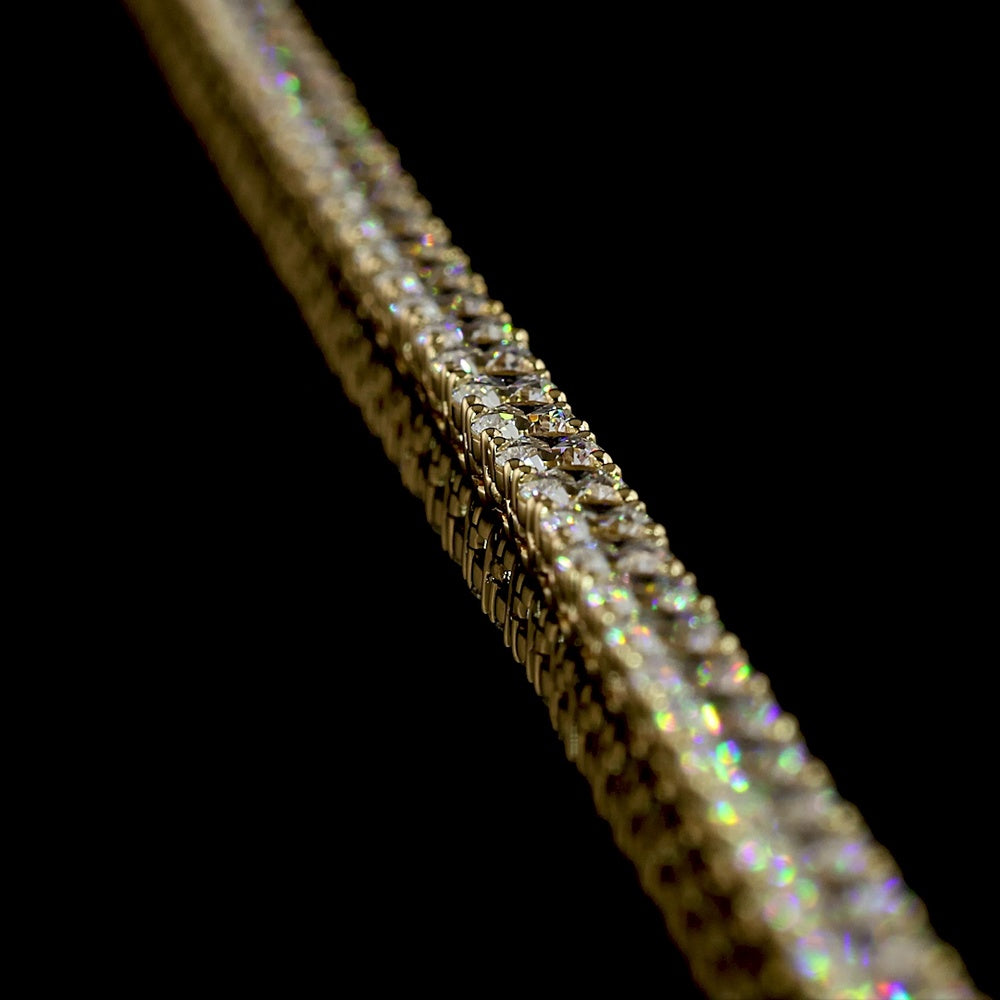 14K Yellow Gold 17" Tennis Necklace with 12.51 Carats of Round Lab Grown Diamonds in E-F VS1 Color and Clarity - Covaloro Fine Jewelry